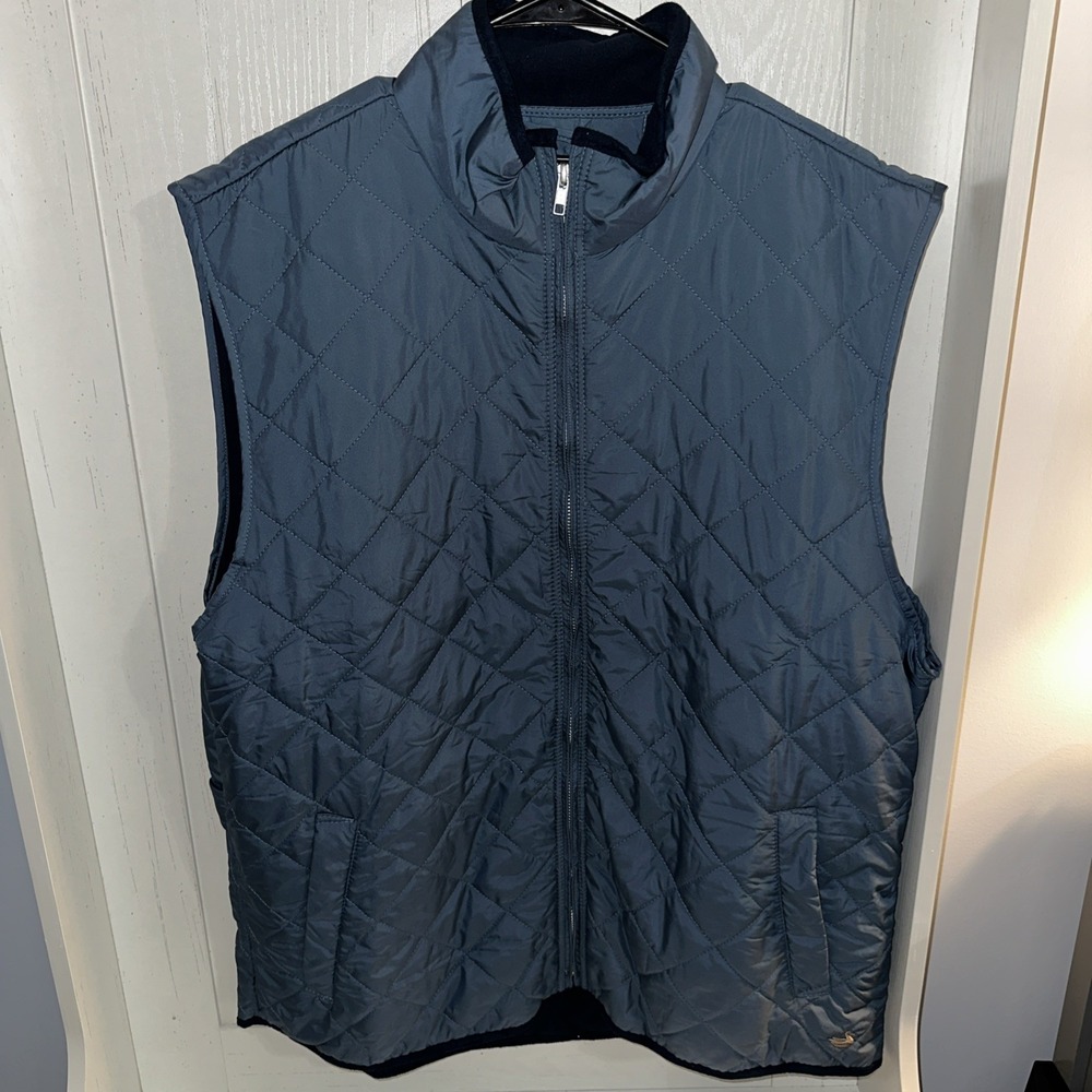 Southern Marsh Mens Quilted Vest Blue Full Zip Fleece Lined 2XL Blue